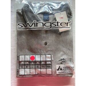 Swingster Grey Polo Shirt Olympic Worldwide Partner 100% Cotton L Made In USA